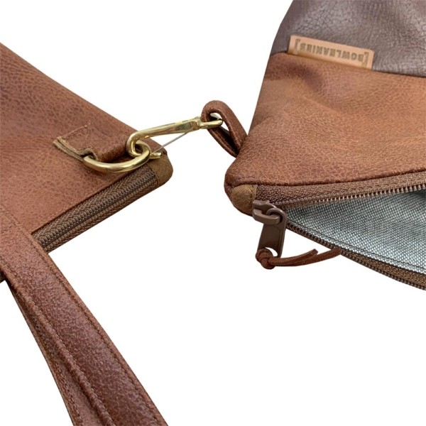 Leder Faserstoff Wickeltasche Braun | Cognac Detailansicht Windeltasche