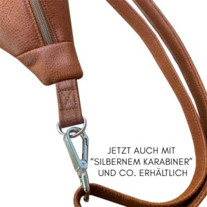 Gürteltasche XXL mit Silbernem Karabiner, D-Ring und Gurtbandschieber